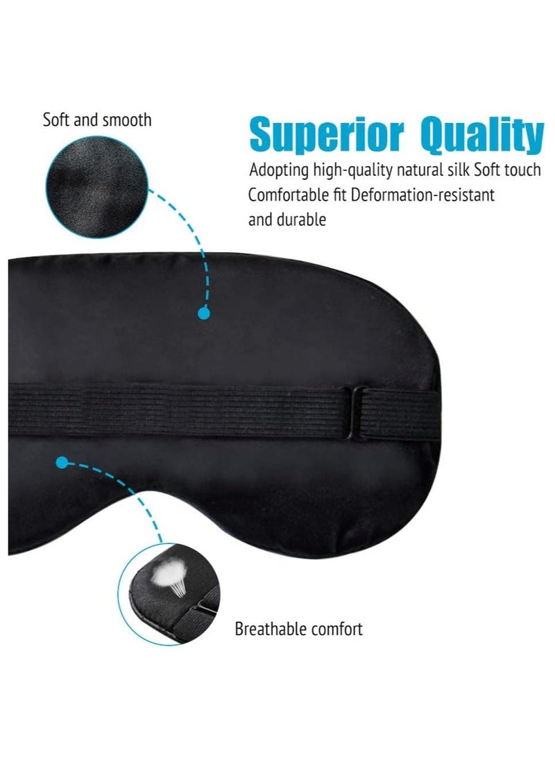Cool Baby Sleep Mask Night Cover Eye Sleeping Silk Satin Masks for Women Men Blindfold for Airplane Travel Adjustable Strap (Black) - Image 5